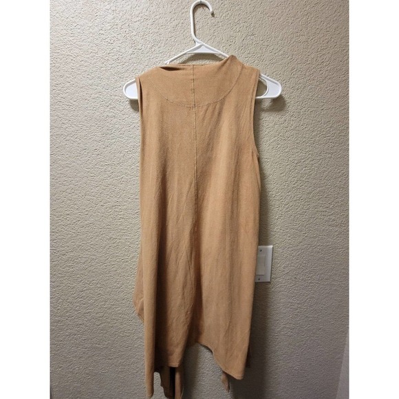 Melissa Paige Faux Suede Open Front Sleeveless Overpiece Brown Size Medium - Picture 6 of 6